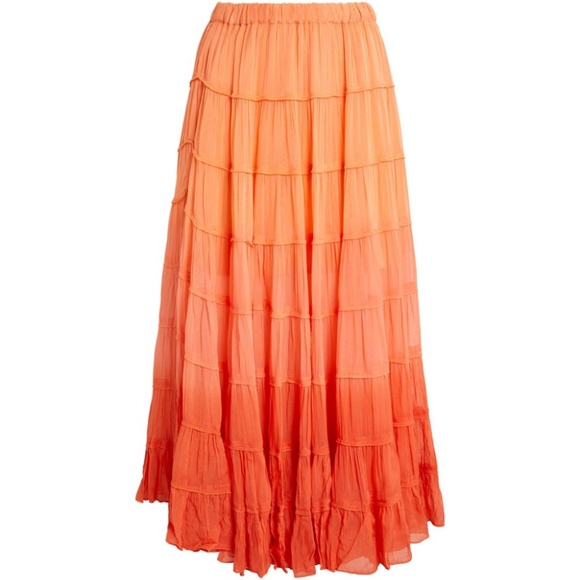 All Saints Rent the Runway Eva orange tiered maxi skirt sz 10 & 12 $229 - Picture 5 of 6